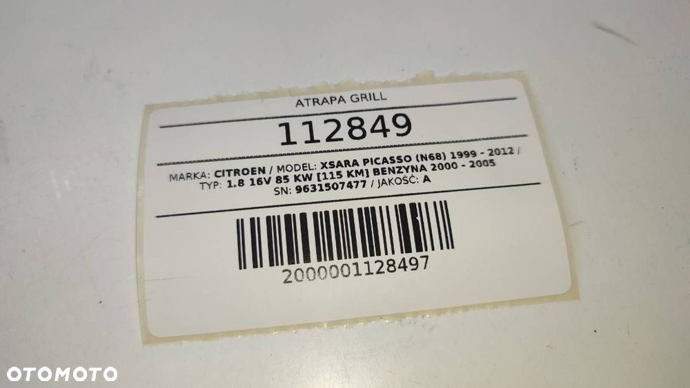 ATRAPA GRILL ZNACZEK MASKI PRZÓD CITROEN XSARA PICASSO I 9631507477 - 7