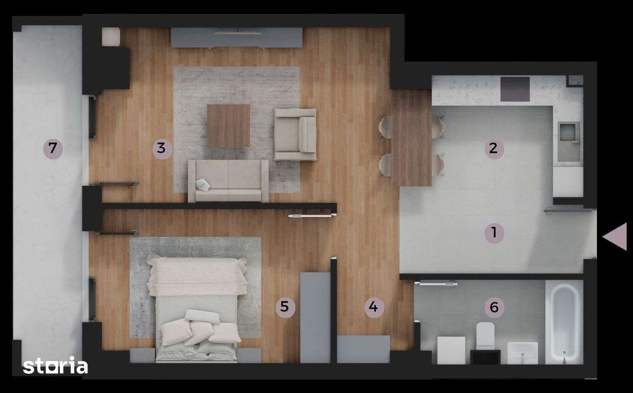 Apartament de vanzare, 2 camere, bloc C1, Zona Tatarasi, la Millennium — fotografia 3