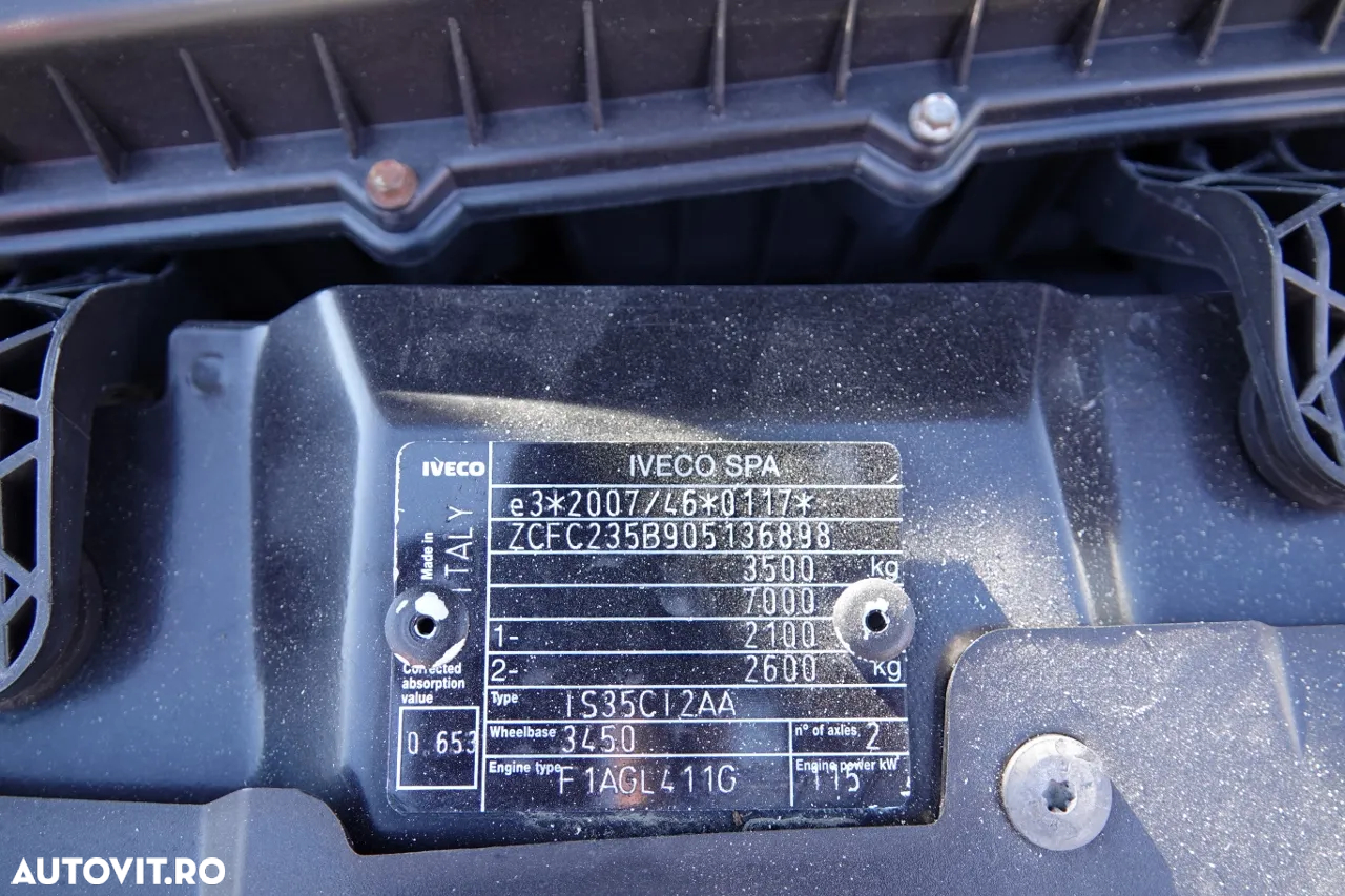 Iveco DAILY 35C16D / 2.3 D / CAMION CU TRACȚIE MIXĂ / BASCULATOR – 2.6 M / CAMION DUBLU / IMPORTAT / CONTRACT DE SERVICE POST-SERVICE - 35