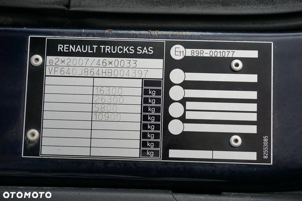 Renault / D 16 / 280 / ACC / E 6 / BURTOFIRANKA + WINDA / ŁAD. 8 580 KG / 17 PALET - 11