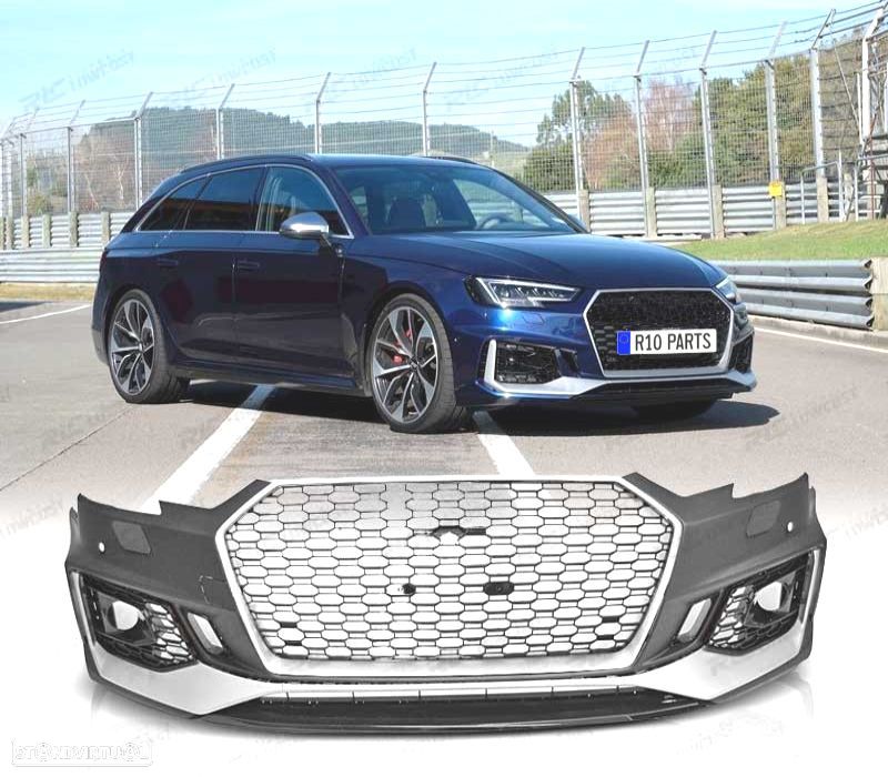 PARA-CHOQUES FRONTAL AUDI A4 B9 15-19 LOOK RS4 PRETO PRATA PDC - 1