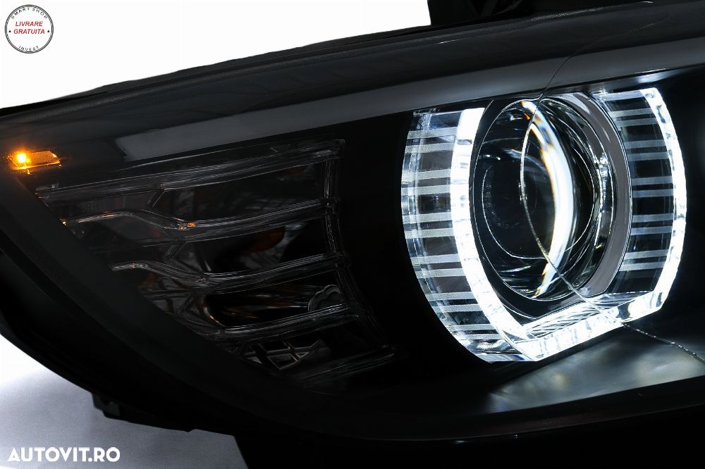 Faruri Xenon Angel Eyes BMW Seria 3 E92 E93 (2006-2010) 3D Negru- livrare gratuita - 4