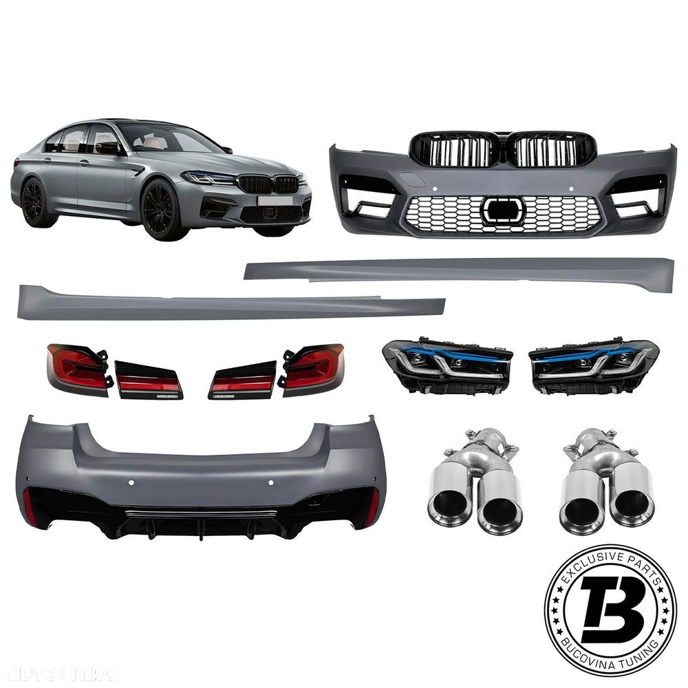 Pachet Exterior compatibil cu BMW Seria 5 G30 conversie la G30 LCI M5 Design - 1