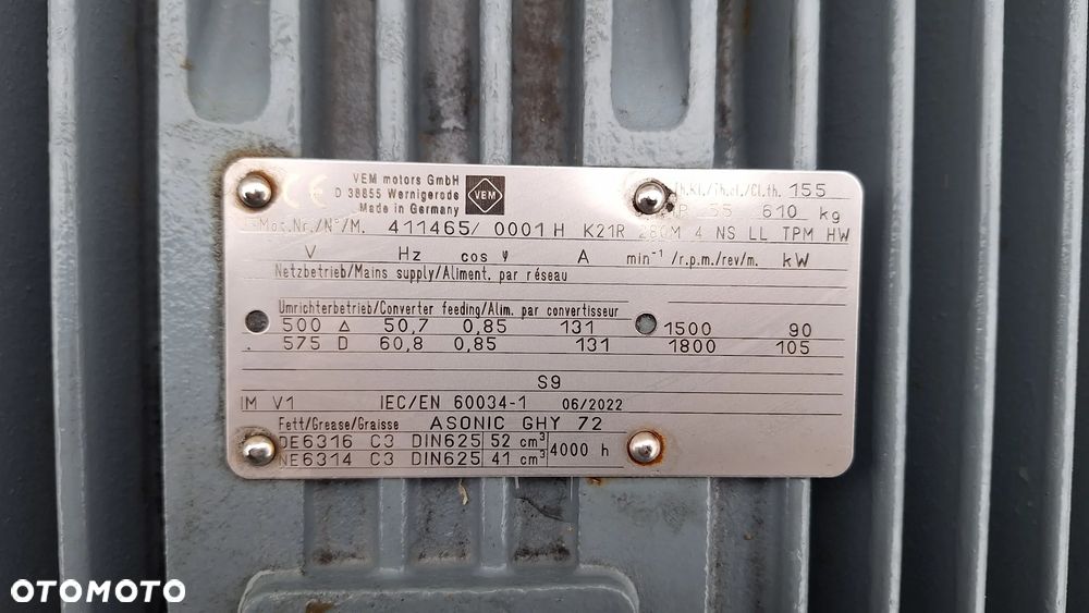 Silnik elektryczny VEM 90KW 1500 NOWY 105kw /1800 Brutto Vat ABB WEG - 2