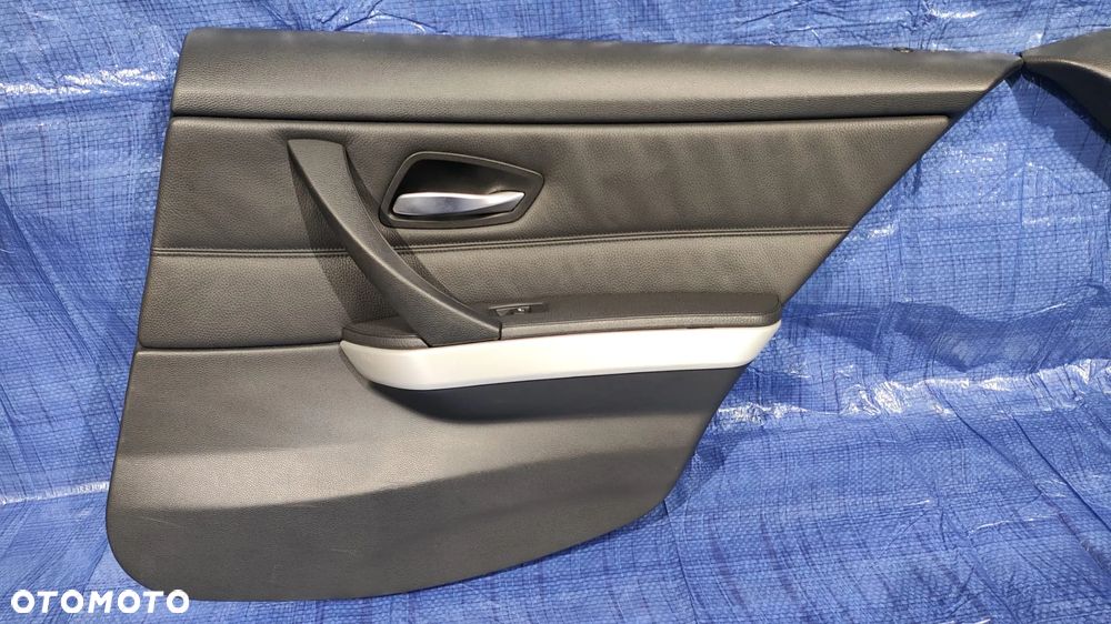 BOCZEK TAPICERKA DRZWI LEWY PRAWY TYŁ CZARNY SKÓRA DEKOR BMW E90 M-PAKIET - 6