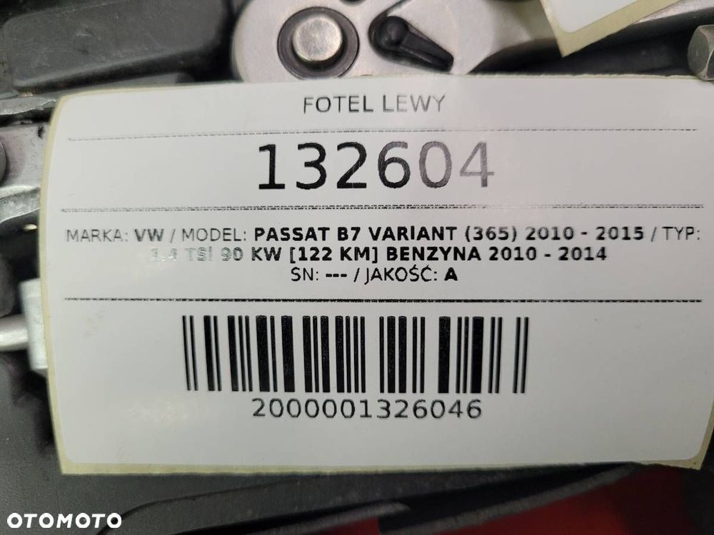FOTEL LEWY PRZÓD KIEROWCY VW PASSAT B7 ORYGINAŁ EUROPA - 8