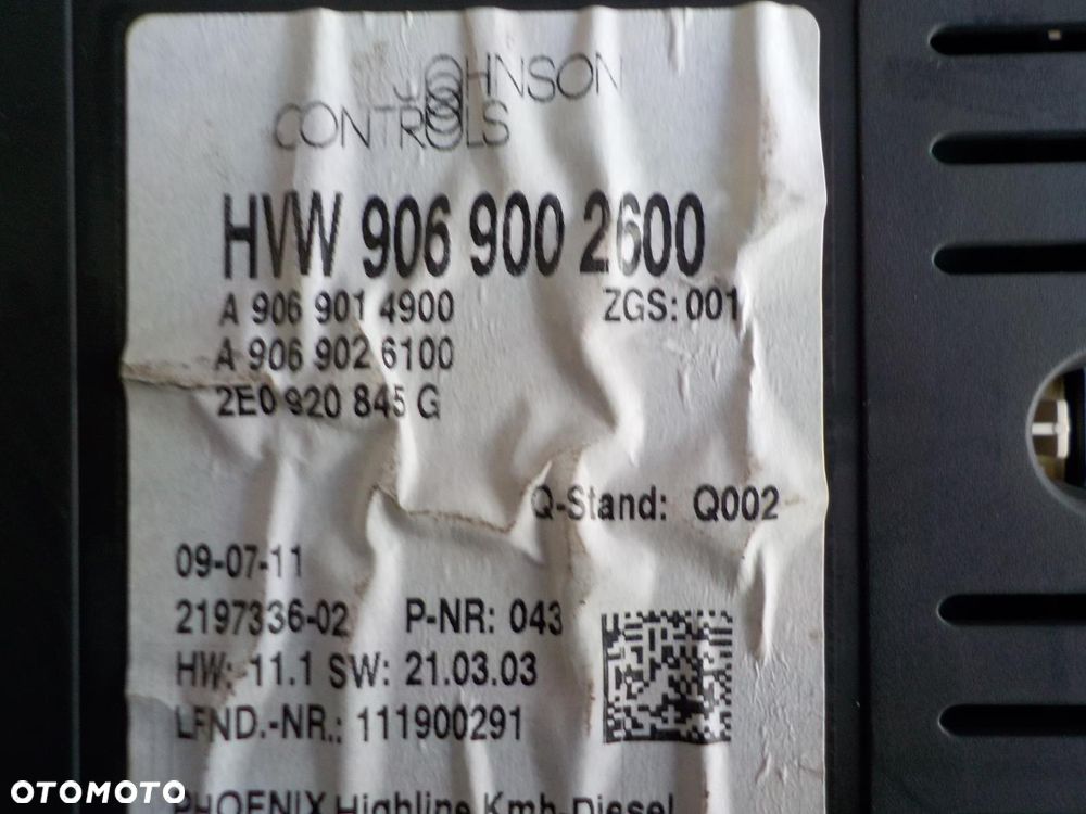 VW CRAFTER 2.0 TDI LICZNIK PRĘDKOŚCIOMIERZ 2E0920845G 9069002600 - 4