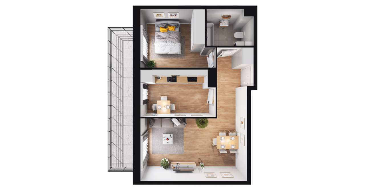 2-pokojowe mieszkanie 47m2 + balkon Bezpośrednio