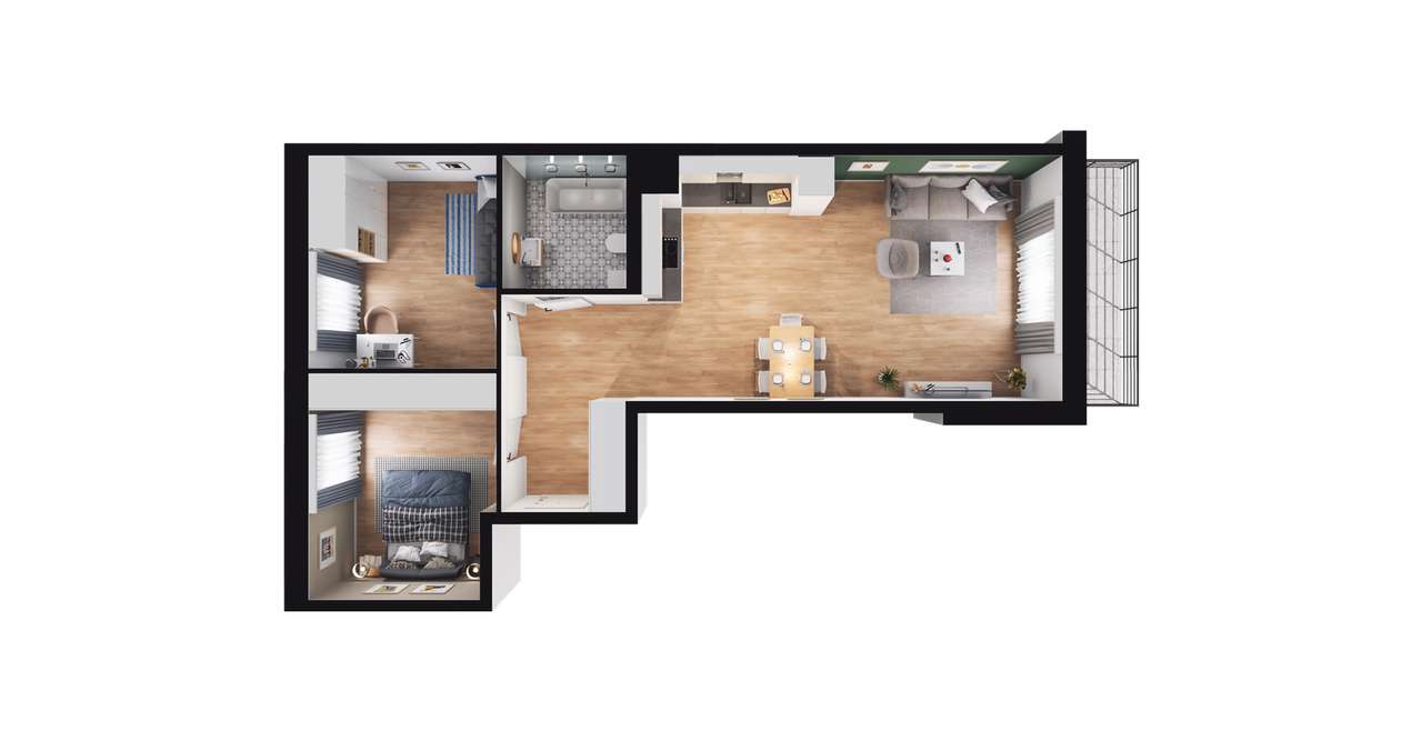 3-pokojowe mieszkanie 63m2 + balkon Bezpośrednio - Pełny obrazek: 2/14