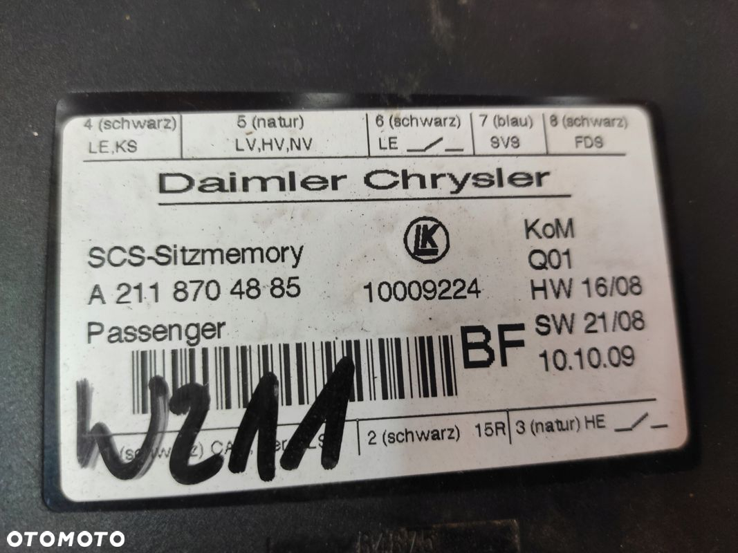 MERCEDES W211 W164 ML GL W251 STEROWNIK MODUŁ FOTELA LEWY PRAWY PRZÓD ORYG - 7