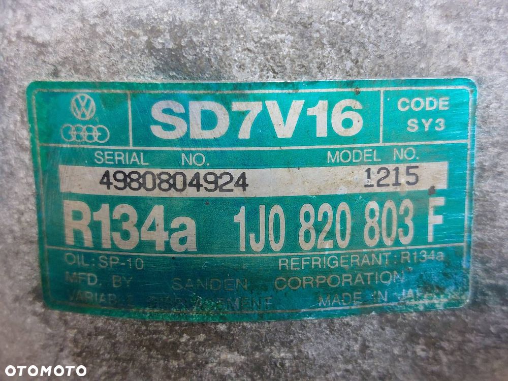 SPRĘŻARKA KOMPRESOR KLIMATYZACJI SEAT TOLEDO II 1.6 8V 1J0820803F - 2