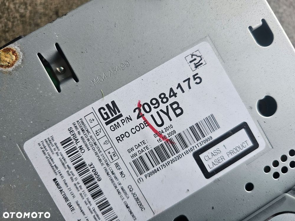 radio cd 20984175 opel meriva b - 2