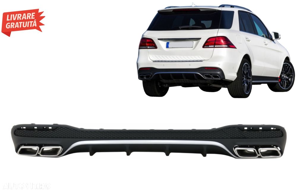 Difuzor Bara Spate cu Ornamente Evacuare Mercedes GLE W166 SUV Sport Line (2015-20- livrare gratuita - 15