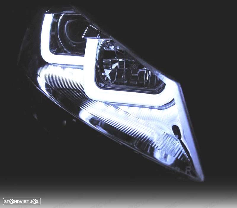FAROIS FRONTAIS PARA VOLKSWAGEN VW GOLF 7 12-17 U-TYPE DRL LUZ DIURNA FUNDO CROMADO - 2