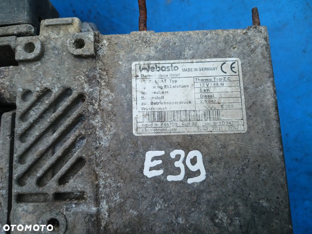 Webasto postojowe ogrzewanie BMW 5 E39 sedan polift Lift 5KW 2.5bar S289 64470D 92255B 64252B - 2
