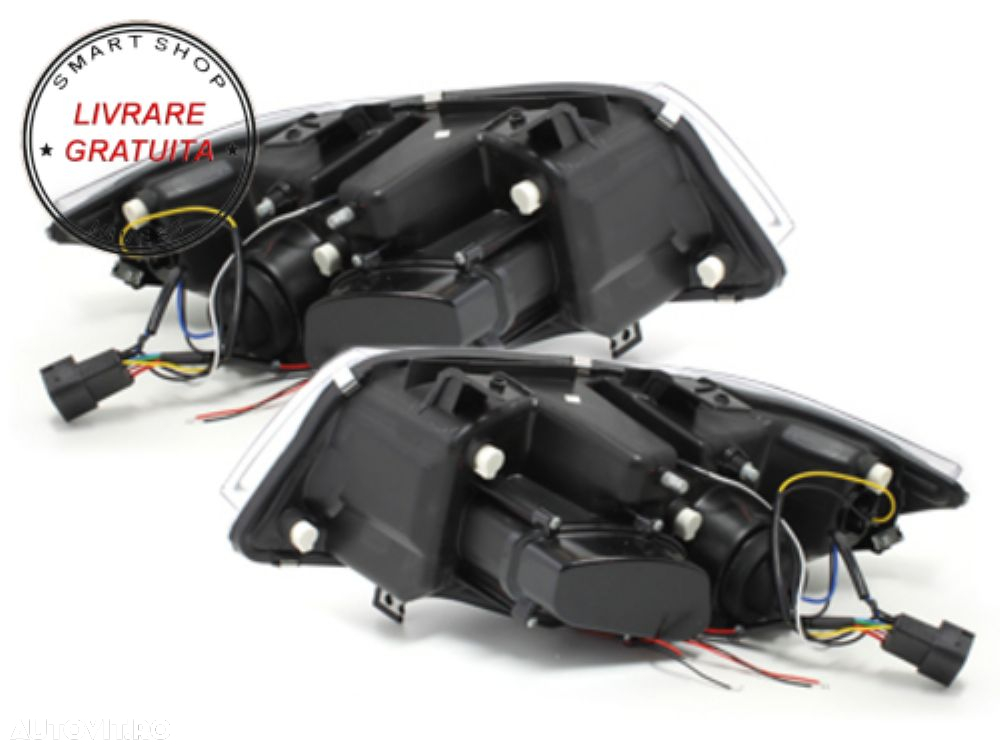 Faruri BMW Seria 3 E90 E91 (03.2005-08.2008) Angel Eyes Crom- livrare gratuita - 3