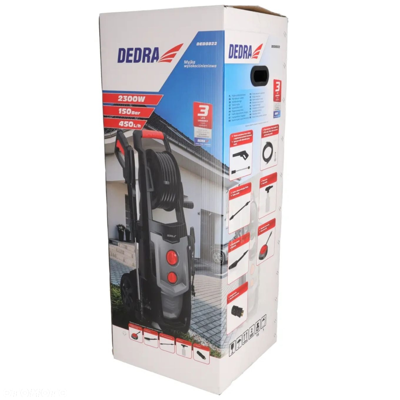 DEDRA DED8822 MYJKA WYSOKOCIŚNIENIOWA 150Bar 2300W 8m wąż AKCESORIA 13el - 9