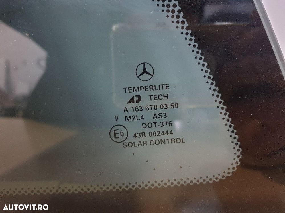 Geam fix aripa stanga spate MERCEDES-BENZ M-CLASS W163 1998 - 2005 2.7 ML 270 CDI OM 612.963 A1636700305  ; 43R-002444 - 7