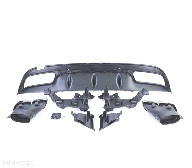 DIFUSOR MERCEDES CLASE C W205 SEDAN 14-18 LOOK AMG C63 PRETO MATE + PONTEIRAS DE ESCAPE - 3