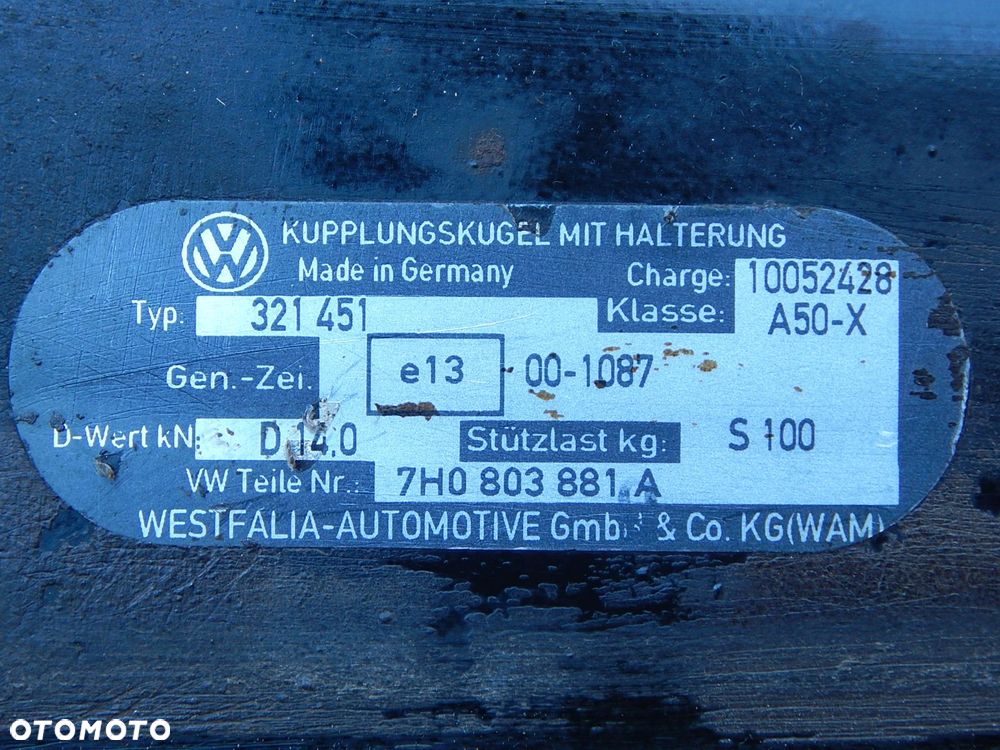 vw t5 hak holowniczy westfalia 7h0803881a - 8