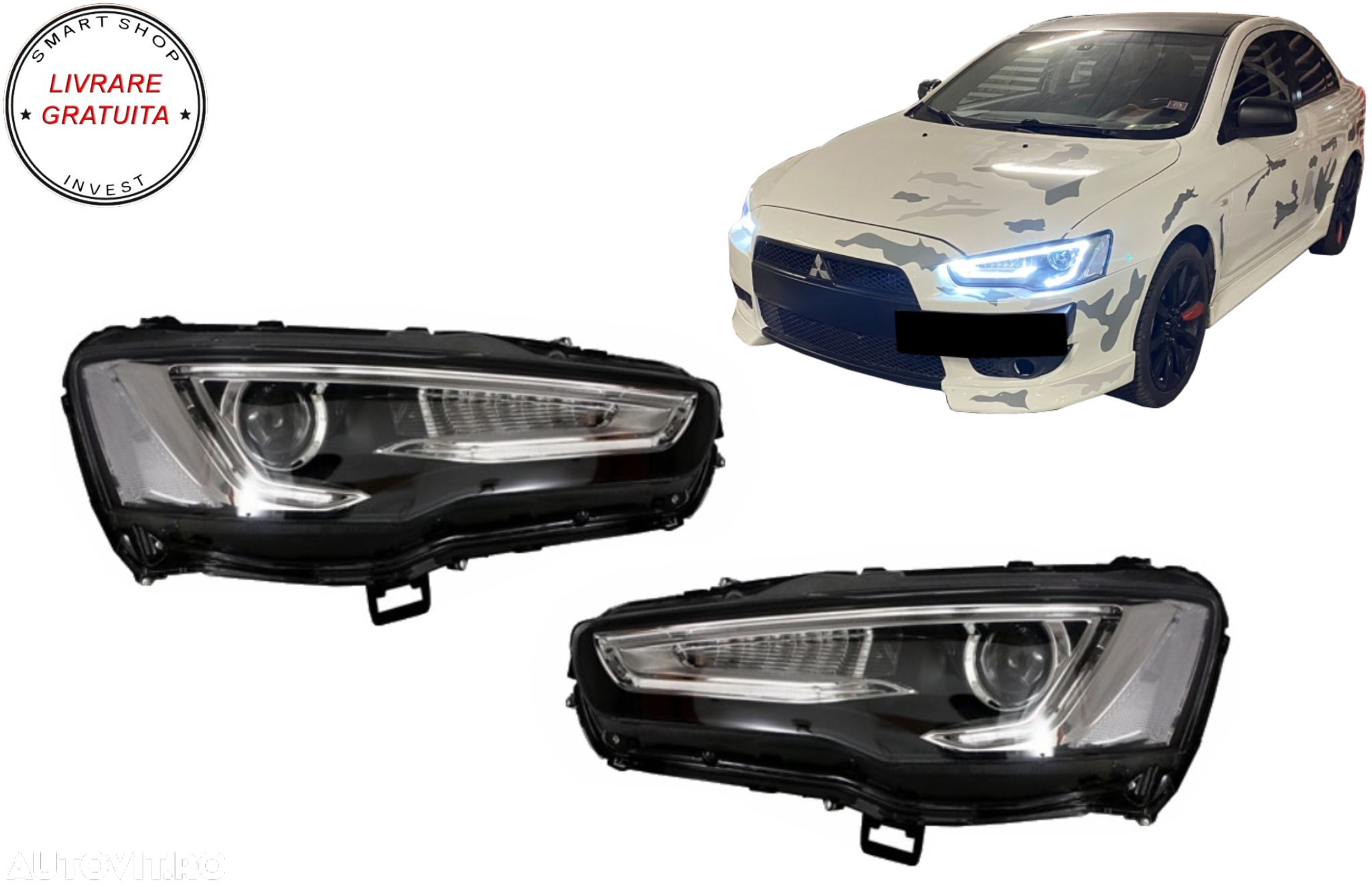 Faruri LED DRL Mitsubishi Lancer (2007-2017) Dual Projector Semnal Secvential Dina- livrare gratuita - 15