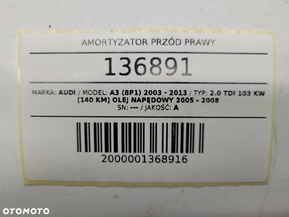 MCPHERSON AMORTYZATOR PRZÓD PRAWY AUDI A3 8P 2.O TDI 140KM - 10