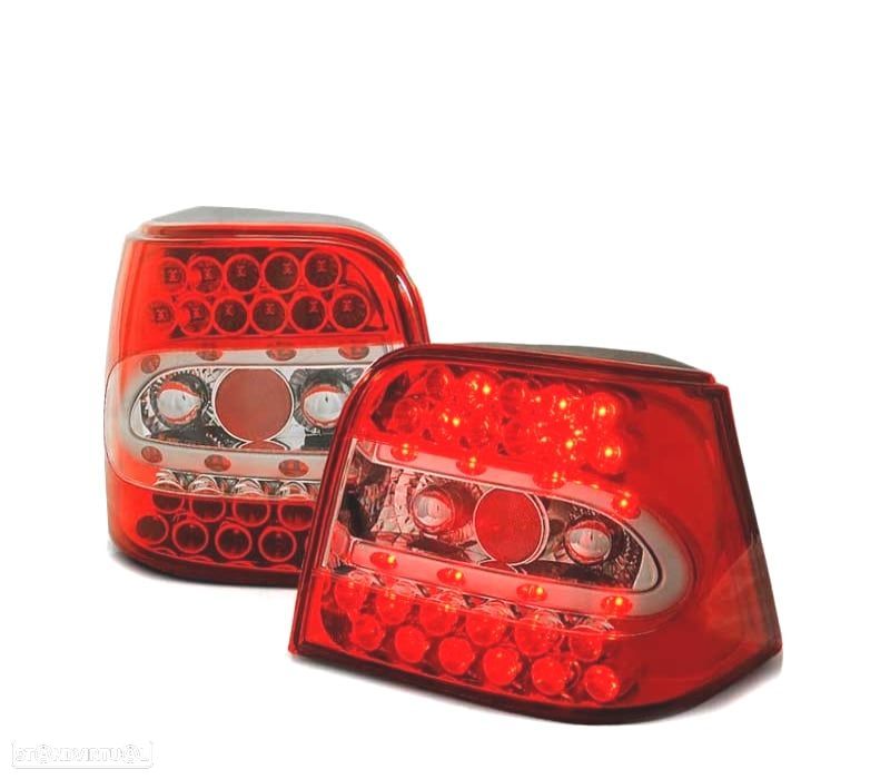 FAROLINS TRASEIROS LED PARA VOLKSWAGEN VW GOLF 4 97-03 RED VERMELHO LEX - 2