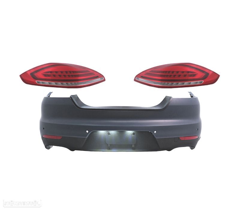 PARACHOQUES TRASEIRO PORSCHE PANAMERA 09-13 LOOK TURBO 971 + FAROLINS LED - 2