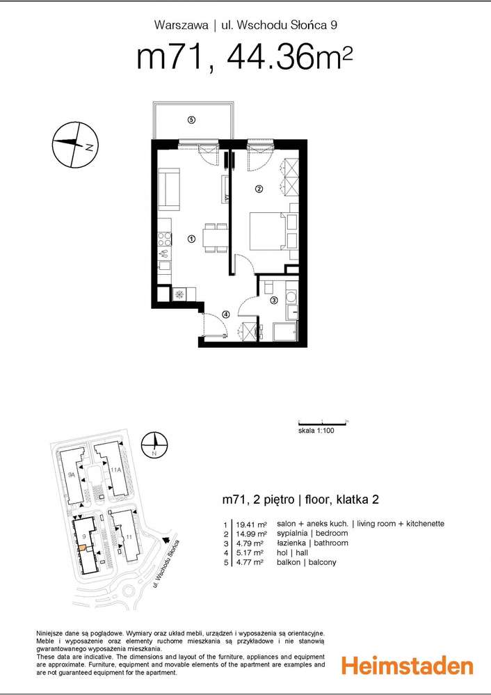 2-pokojowe | 44.36 m2 | Balkon | Internet w cenie | Bezpośrednio