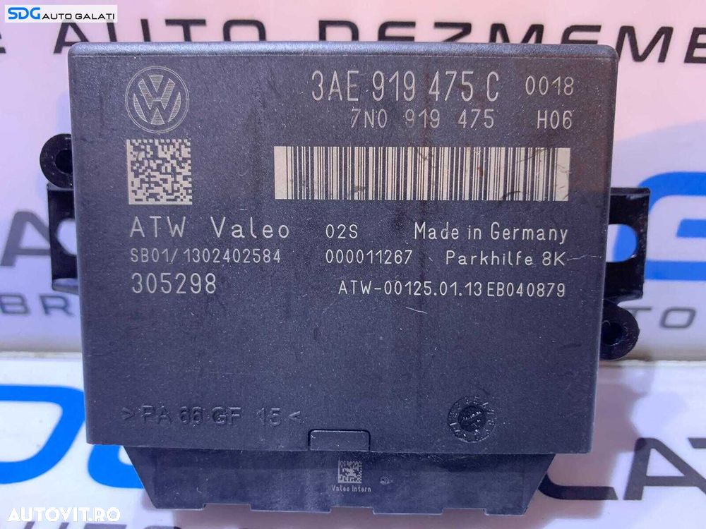 Unitate Modul Calculator Senzori Parcare Parktronic VW Sharan 2011 - 2016 Cod 3AE919475C 7N0919475 [L3448] - 2
