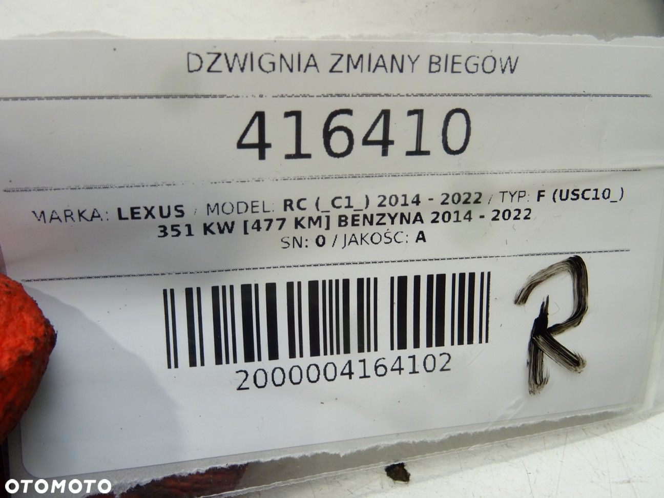 DŹWIGNIA ZMIANY BIEGÓW - 260.00 PLN - LEXUS RC (_C1_) 2014 - 2022 F (USC10_) 351 kW [477 KM] - 6