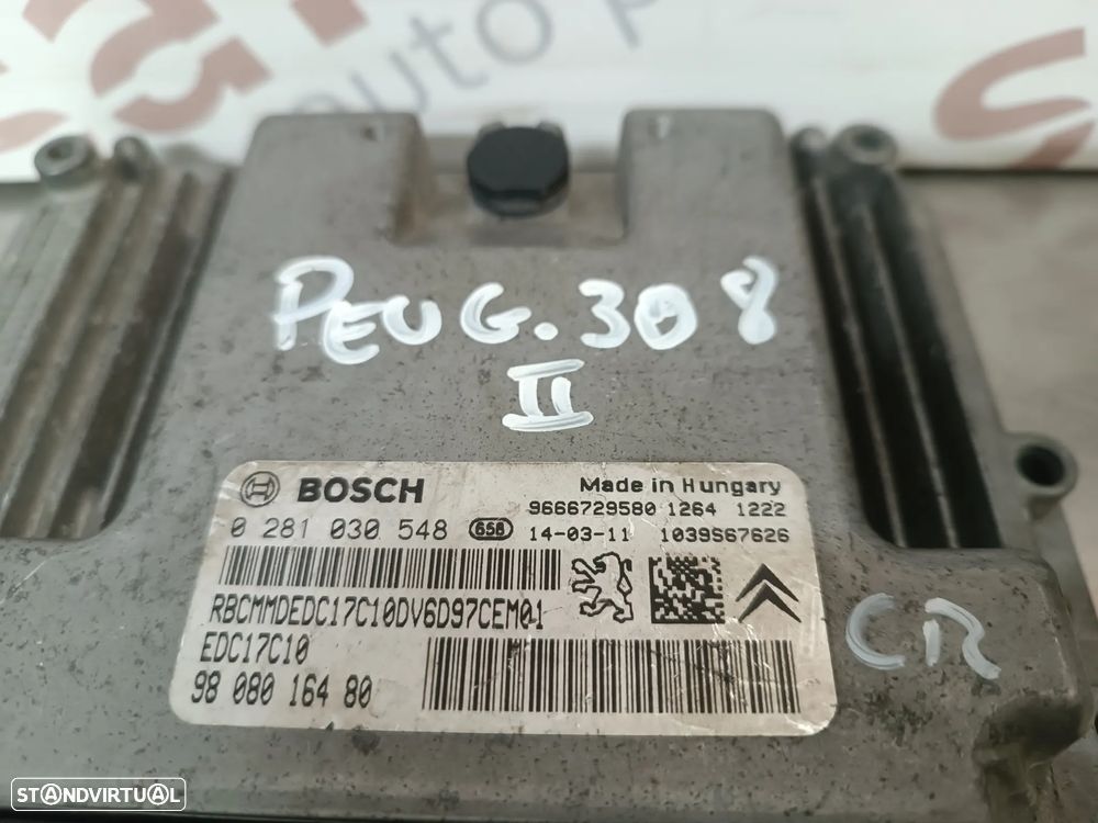 UNIDADE / CENTRALINA DO MOTOR PEUGEOT 308 II / CITROEN C4 II 1.6HDI 0281030548 EDC17C10 9808016480 - 3