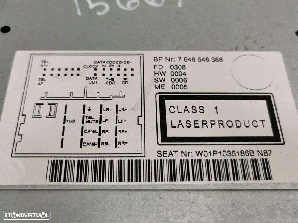 SISTEMA AUDIO / RADIO CD SEAT LEON 2008 -W01P1035186BN87 - 4