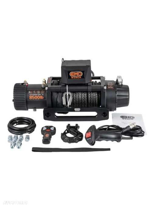 Troliu electric auto EMD Winch 8500lbs (3856kg), 12V, cablu sintetic, 24m, raport 150:1 - 1