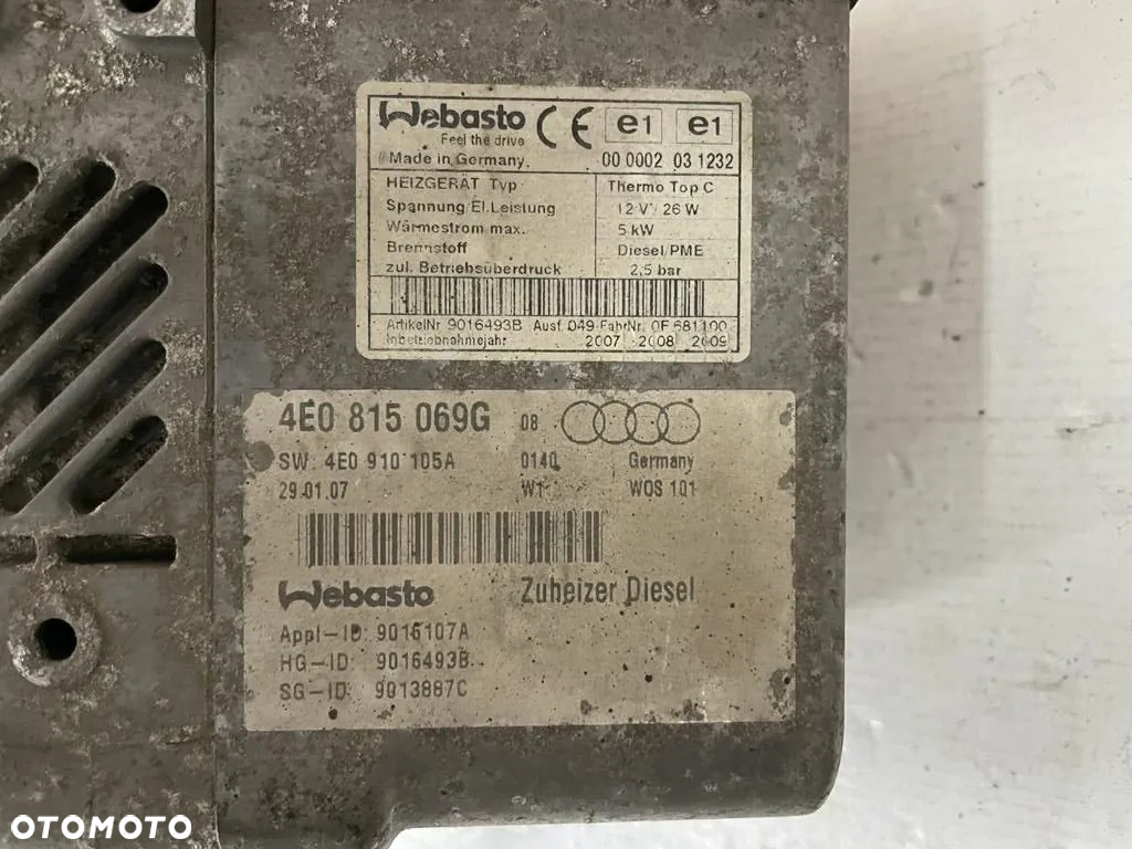 AUDI A8 D3 3.0 TDI WEBASTO DIESEL 4E0815069G - 4