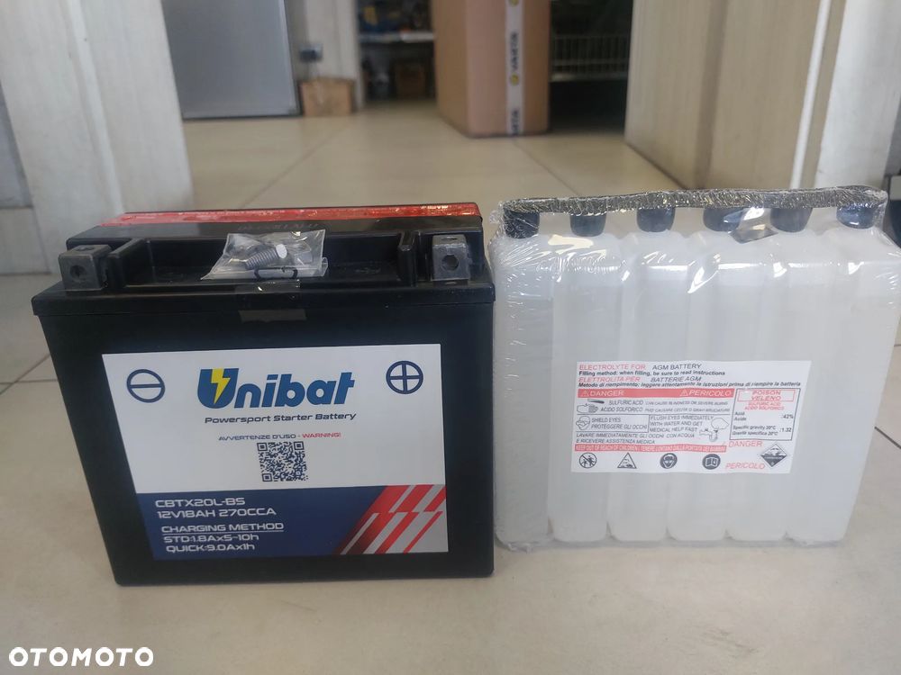 AKUMULATOR UNIBAT P+ CBTX20L-BS 12V 18AH 270A MOTOCYKLE SKUTERY QUADY - 1