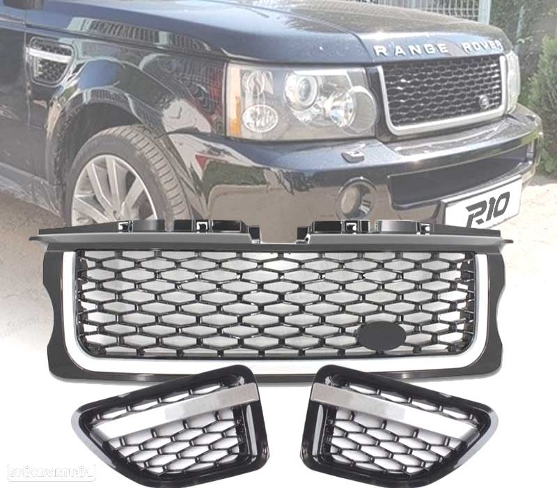 GRELHAS FRONTAL + LATERAL PIANO BLACK EDITION PARA RANGE ROVER SPORT 06-09 - 1