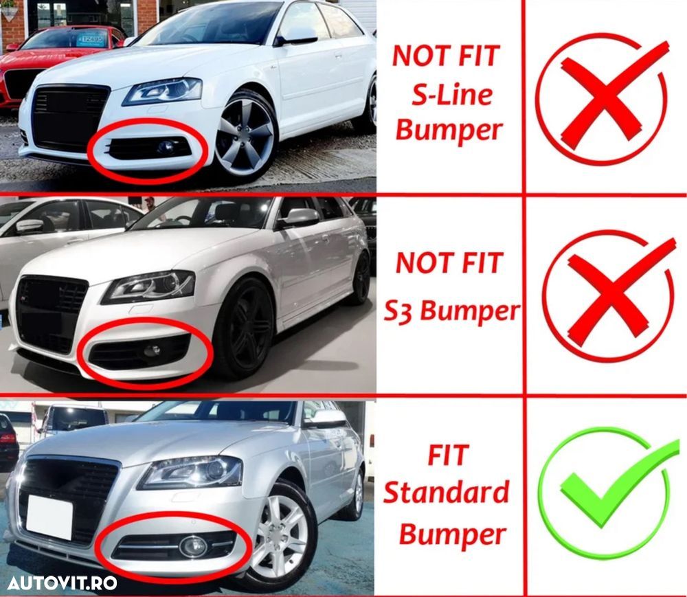 Grile Bara Fata Ornament Proiectoare Audi A3 8P FL 2009-2013 - 4