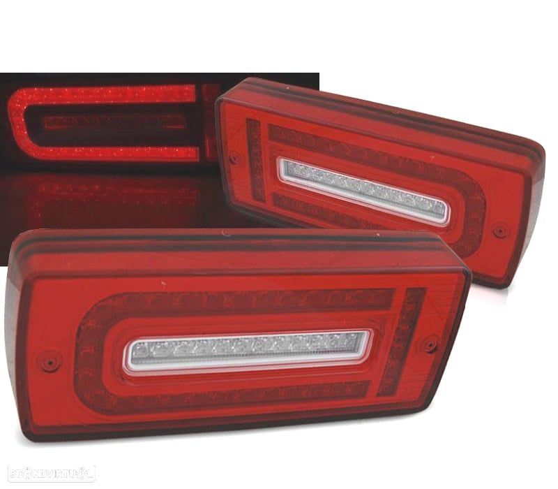 CONJUNTO DR FAROLINS PARA MERCEDES G-CLASS W463 07-17 NOVA EDIÇÃO DE LEDS VERMELHO CLARO - 1