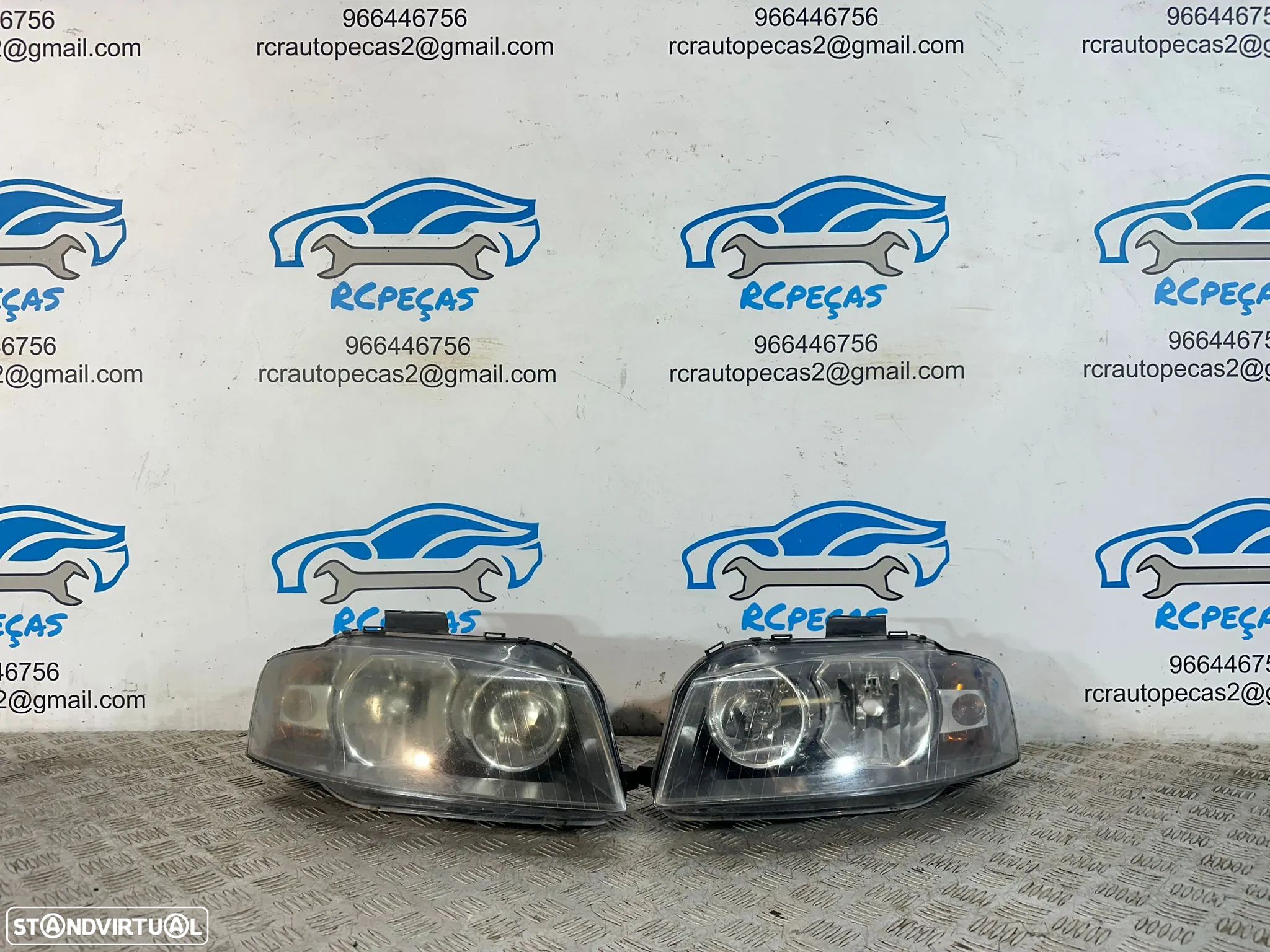 .Conjunto Oticas Farois Frontais Frente Original Audi A3 8P Halogéneo 2003 - 2010 8P0941003L 8P0941004L - 1