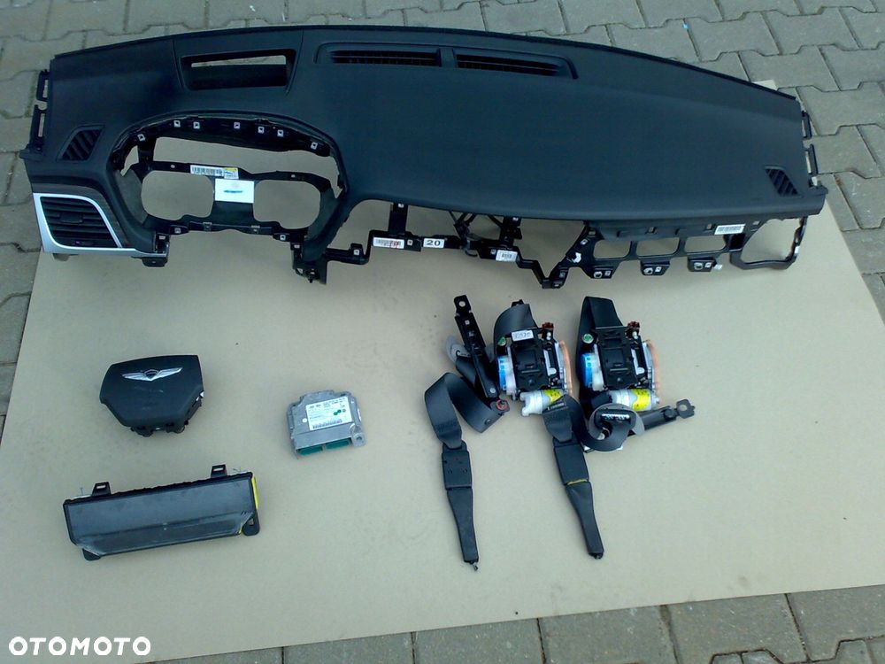 hyundai genesis g80 2015 - 2020 konsola 3x poduszki pasy kpl. zestaw - 1