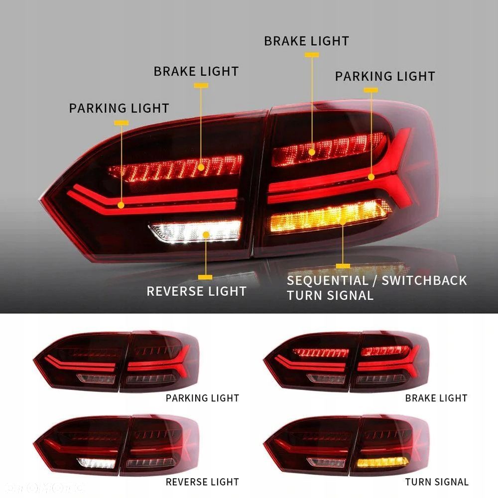 Lampy tyl ne kpl Vland Full LED Diody Tuning Red VW Jetta VI 5c 6 2010-2014 - 9