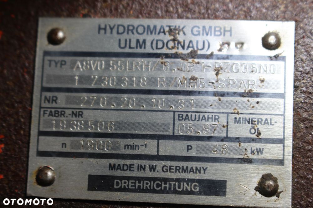 POMPA HYDRAULICZNA HYDROMATIC A8V KOPARKA MH5 - 7