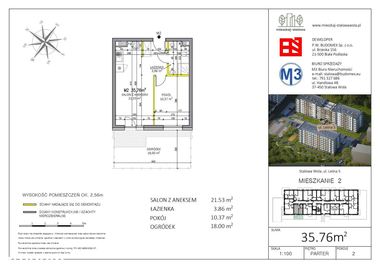 Mieszkaj - Stalowa | Nowe 2 pokoje z ogródkiem 18 m² na parterze.