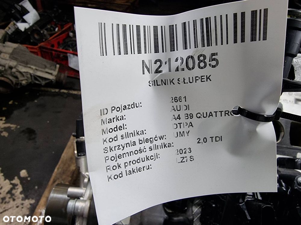 SILNIK SŁUPEK AUDI A4 B9 QUATTRO DTP 2.0 TDI - 2