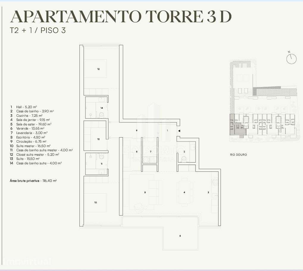 Apartamento T2+1 com varanda em empreendimento de luxo no Campo Alegre - Grande imagem: 3/24