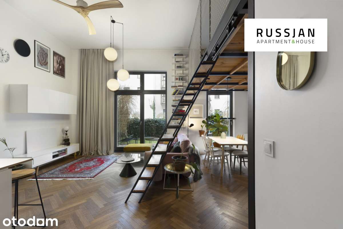 Wysokie (3,8m) mieszkanie z dwoma antresolami
