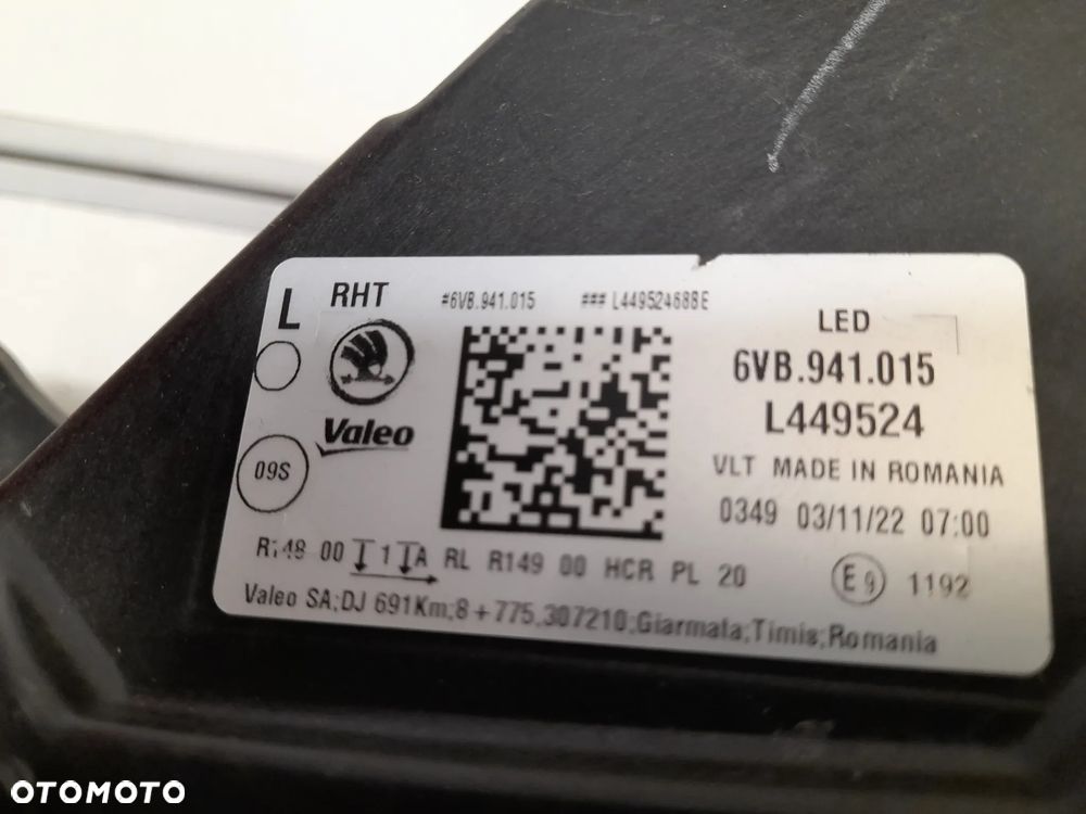 SKODA FABIA 4 IV LAMPA LEWA FULL LED PRZEDNIA PRZÓD 6VB941015 - 9