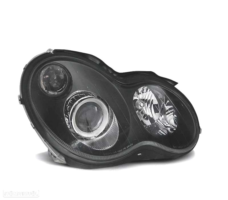 FARÓIS FRONTAIS PARA MERCEDES CLASSE C W203 00-04 FUNDO PRETO - 3