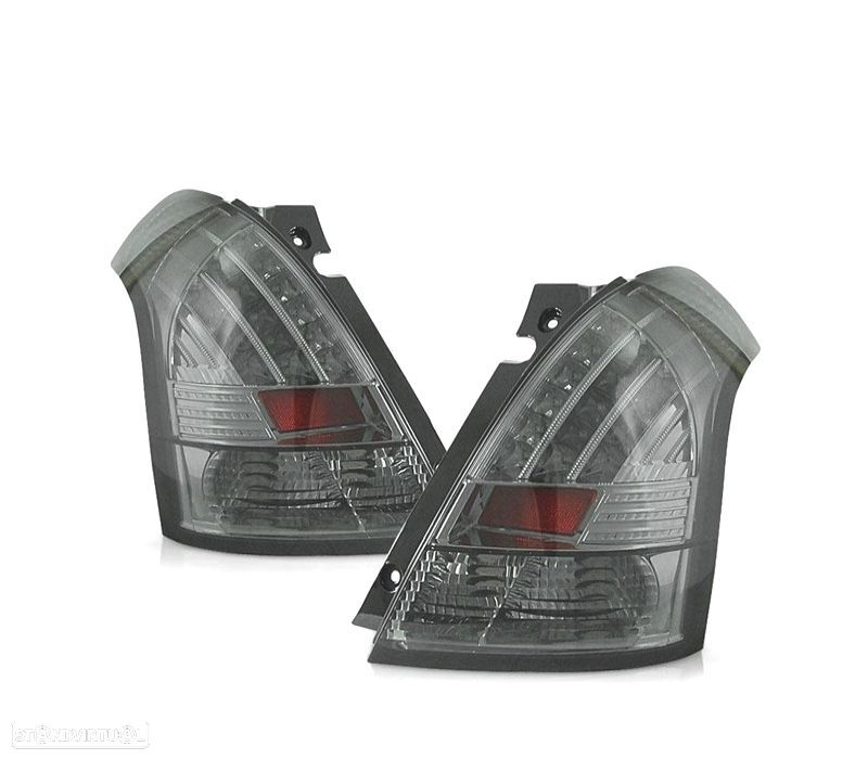 FAROLINS TRASEIROS PARA SUZUKI SWIFT 05-10 LED FUNDO CROMADO FUMADO - 1